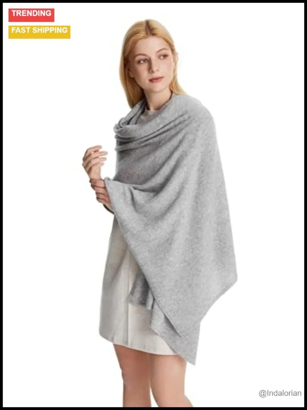100% Mongolian Cashmere Shawl Wrap, Oversized Pashmina Scarf, Lightweight &